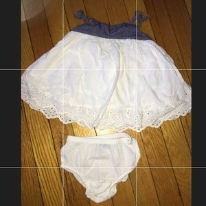 Baby Gap white/jean dress 3-6M